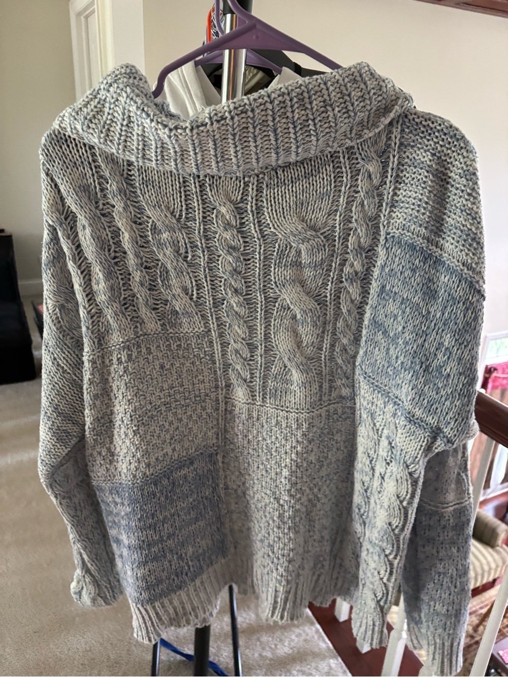 Cozy Cable Knit Women's Sweater - Light Blue